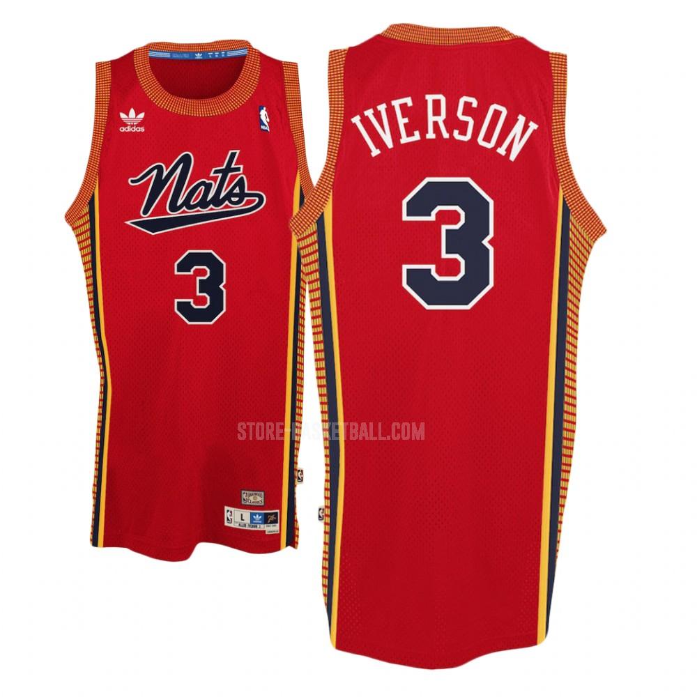 philadelphia 76ers allen iverson 3 red hardwood classics men's replica jersey