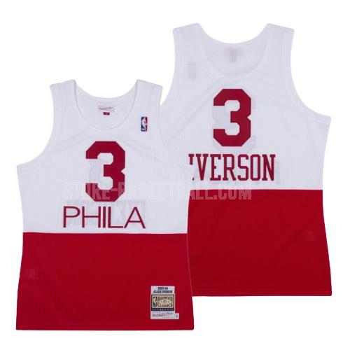philadelphia 76ers allen iverson 3 red white hardwood classics men's replica jersey