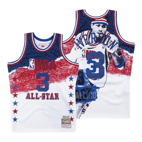 philadelphia 76ers allen iverson 3 white nba all-star fashion men's replica jersey