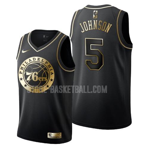 philadelphia 76ers amir johnson 5 black golden edition men's replica jersey