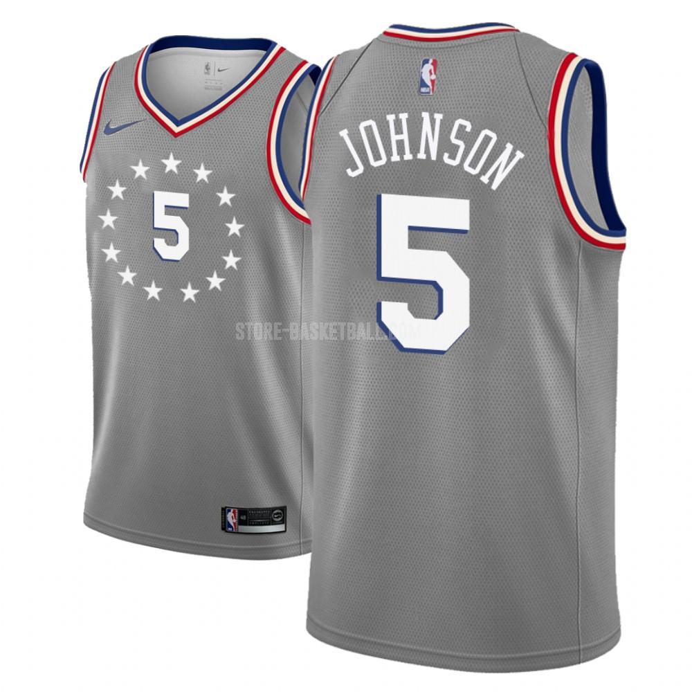 philadelphia 76ers amir johnson 5 gray city edition men's replica jersey