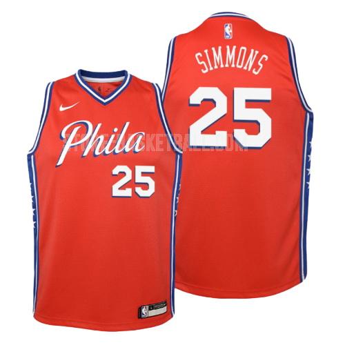 philadelphia 76ers ben simmons 25 red statement youth replica jersey