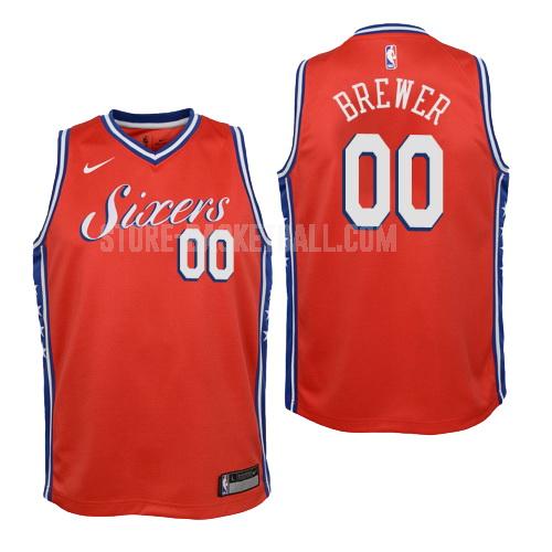 philadelphia 76ers corey brewer 0 red statement youth replica jersey
