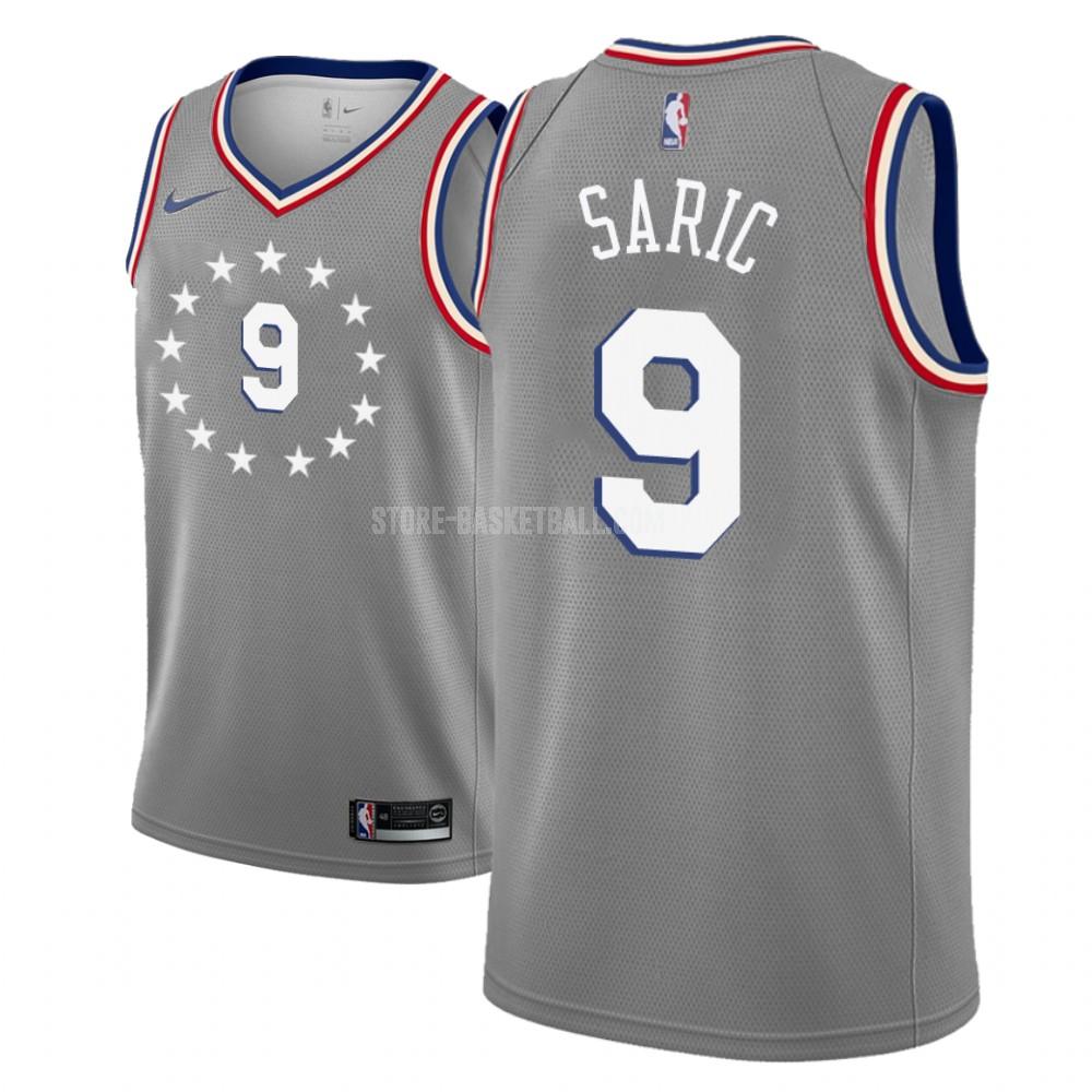 philadelphia 76ers dario saric 9 gray city edition men's replica jersey