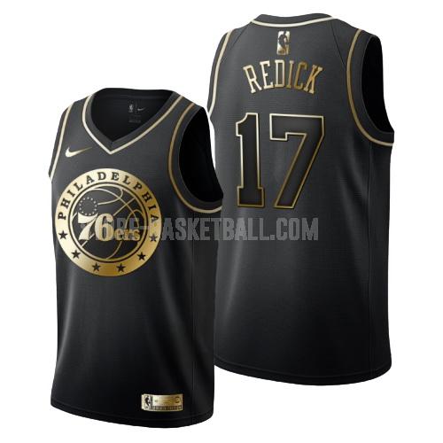 philadelphia 76ers jj redick 17 black golden edition men's replica jersey