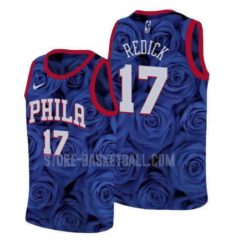 philadelphia 76ers jj redick 17 blue rose flower men's replica jersey