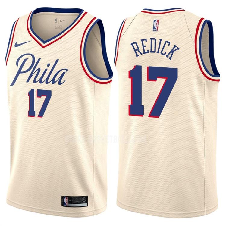 philadelphia 76ers jj redick 17 cream color city edition men's replica jersey