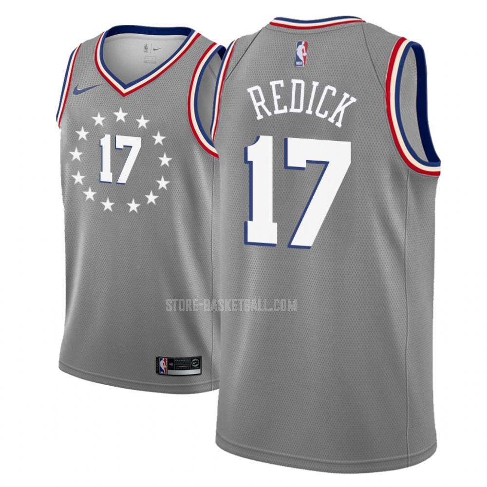 philadelphia 76ers jj redick 17 gray city edition men's replica jersey