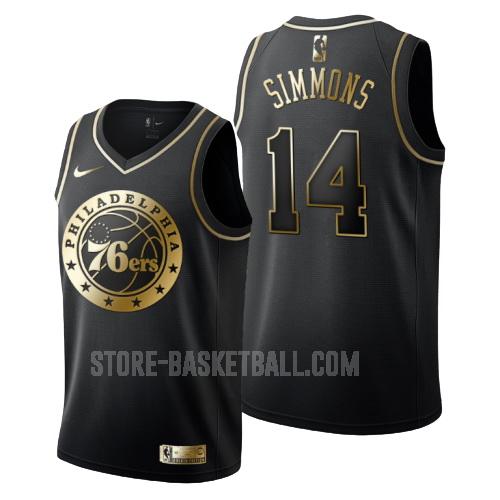 philadelphia 76ers jonathon simmons 14 black golden edition men's replica jersey