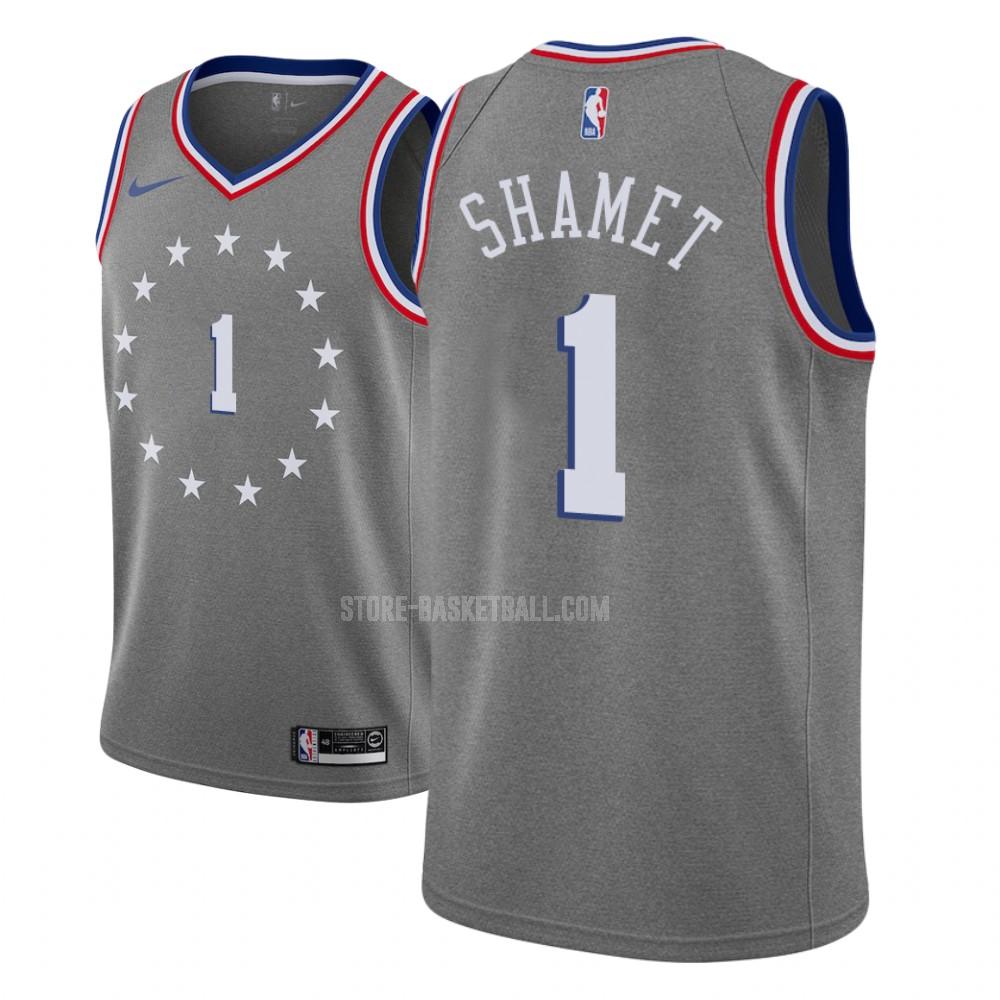 philadelphia 76ers landry shamet 1 gray city edition men's replica jersey