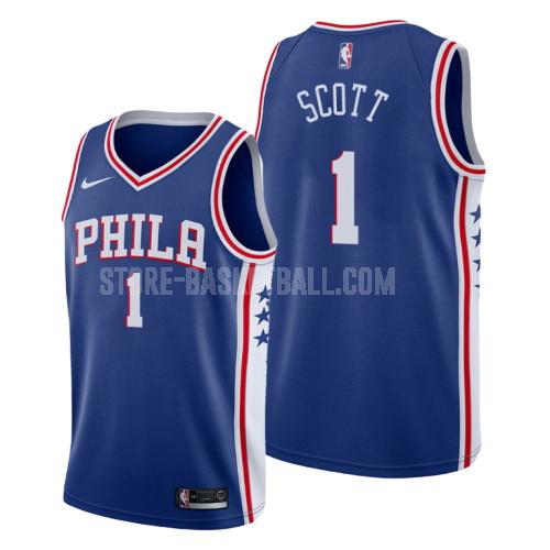 philadelphia 76ers mike scott 1 blue icon men's replica jersey