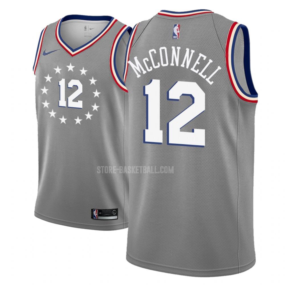 philadelphia 76ers tj mcconnell 12 gray city edition men's replica jersey