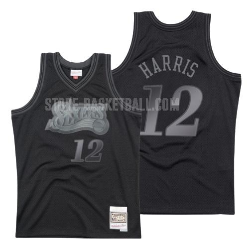 philadelphia 76ers tobias harris 12 black hardwood classics men's replica jersey
