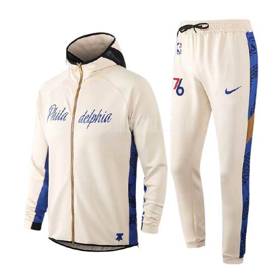 philadelphia 76ers white nba men's hooded jacket