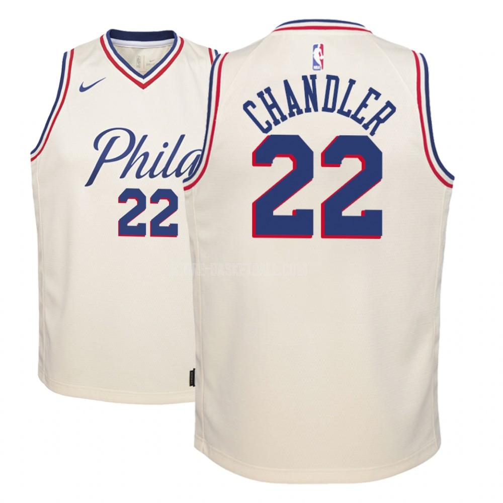 philadelphia 76ers wilson chandler 22 cream color city edition youth replica jersey