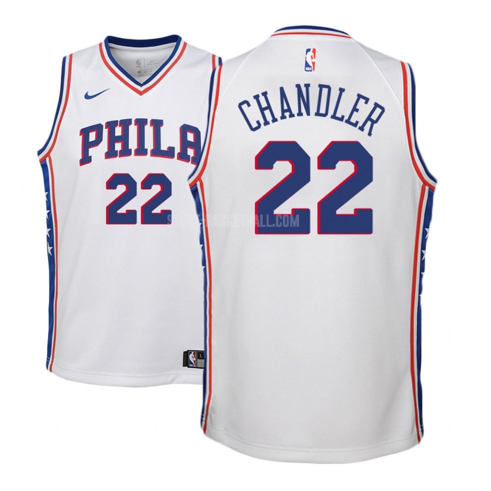 philadelphia 76ers wilson chandler 22 white association youth replica jersey