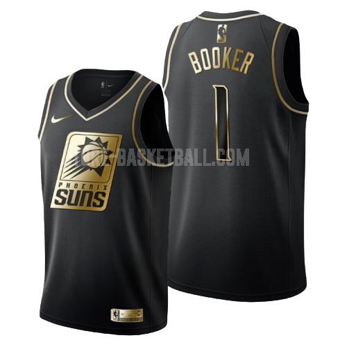 phoenix suns devin booker 1 black golden edition men's replica jersey