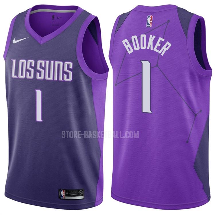 phoenix suns devin booker 1 purple city edition men's replica jersey