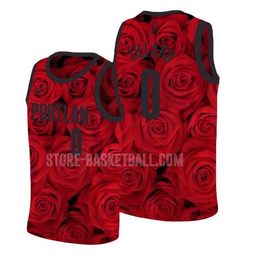 portland trail blazers damian lillard 0 red rose flower men's replica jersey