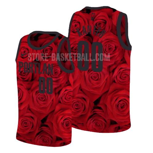 portland trail blazers enes kanter 0 red rose flower men's replica jersey