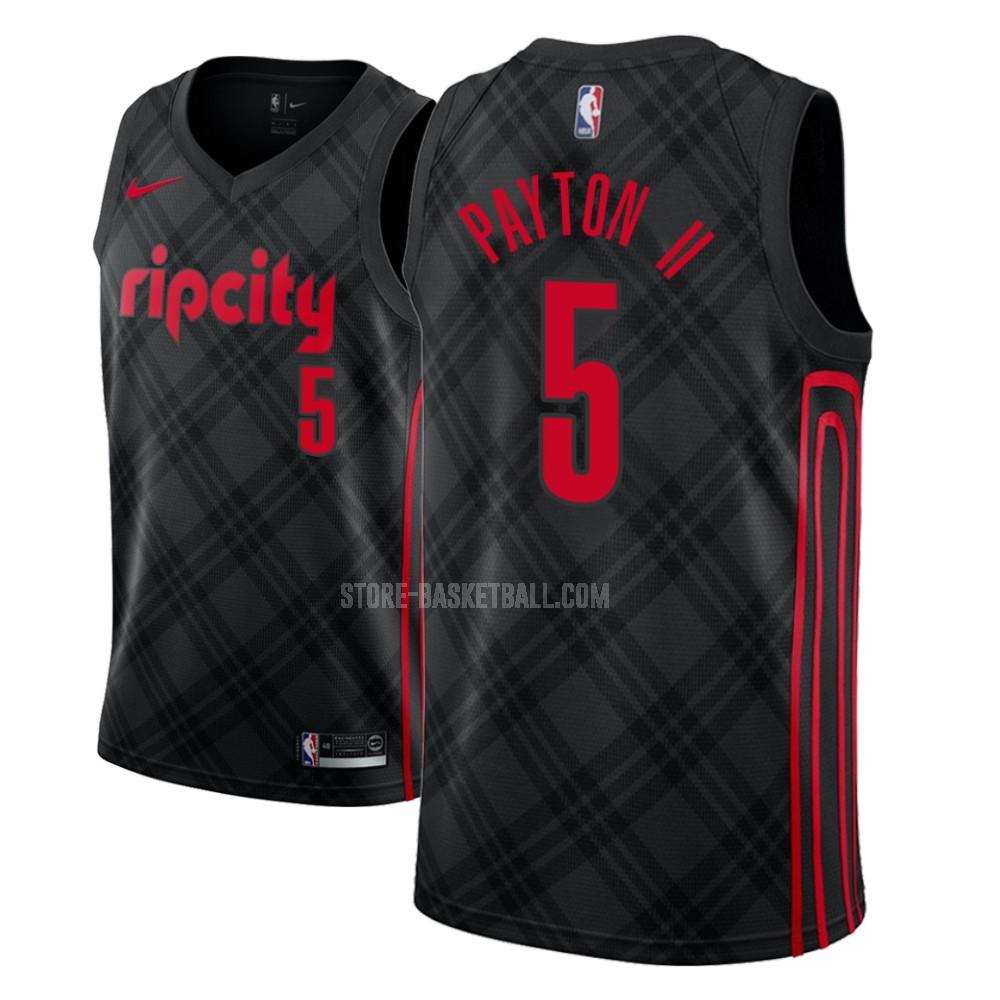 portland trail blazers gary payton ii 5 black city edition men's replica jersey