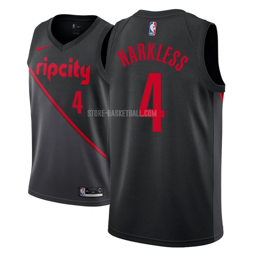 portland trail blazers maurice harkless 4 black city edition men's replica jersey