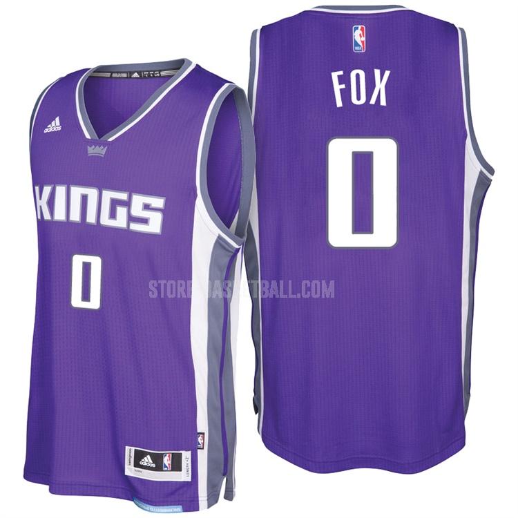 sacramento kings de'aaron fox 0 purple road men's replica jersey
