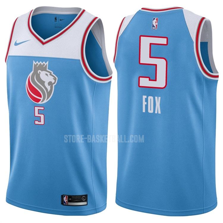 sacramento kings de'aaron fox 5 blue city edition men's replica jersey