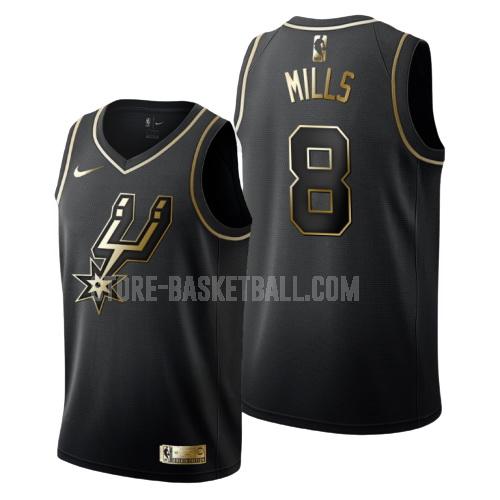 san antonio spurs patty mills 8 black golden edition men's replica jersey