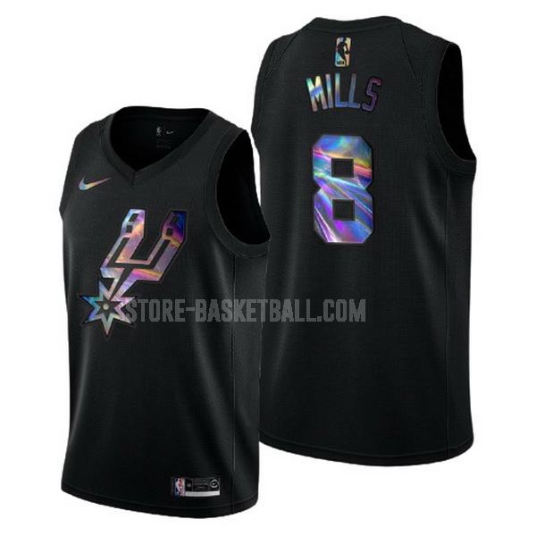 san antonio spurs patty mills 8 black logo holographic men's replica jersey