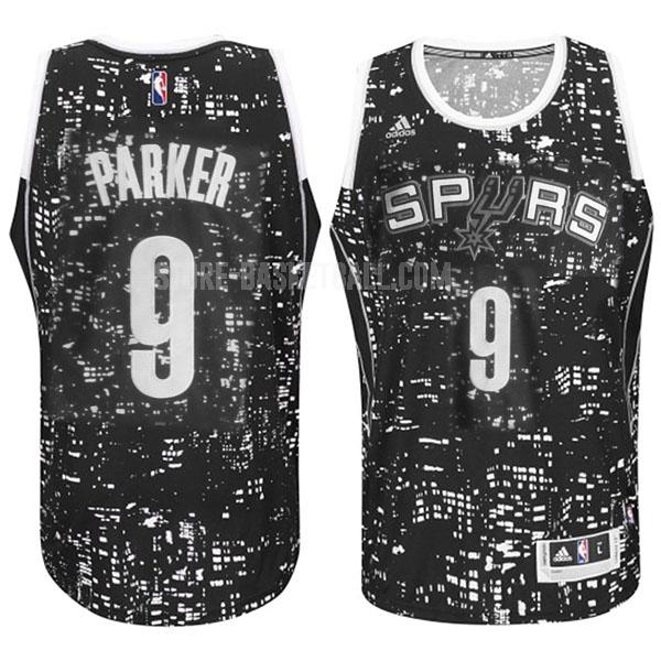 san antonio spurs tony parker 9 black city edition men's replica jersey