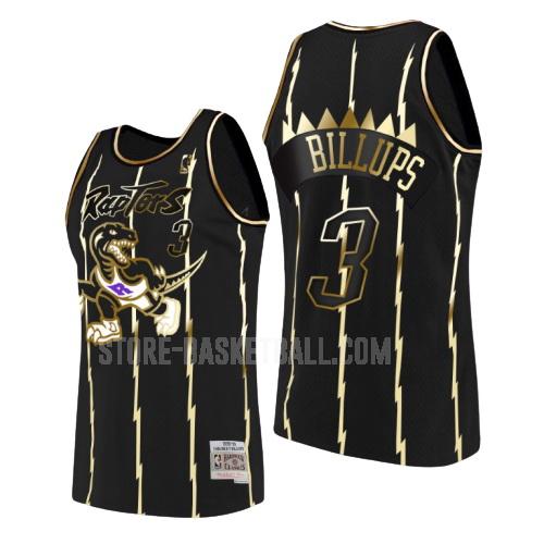 toronto raptors chauncey billups 3 black golden edition men's replica jersey