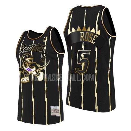 toronto raptors jalen rose 5 black golden edition men's replica jersey