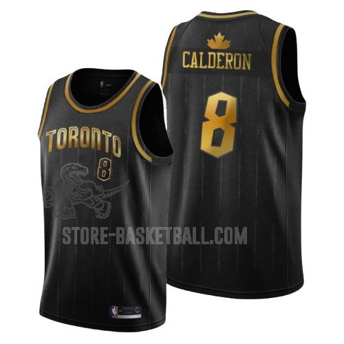 toronto raptors jose calderon 8 black golden edition men's replica jersey