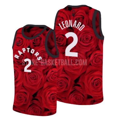 toronto raptors kawhi leonard 2 red rose flower men's replica jersey