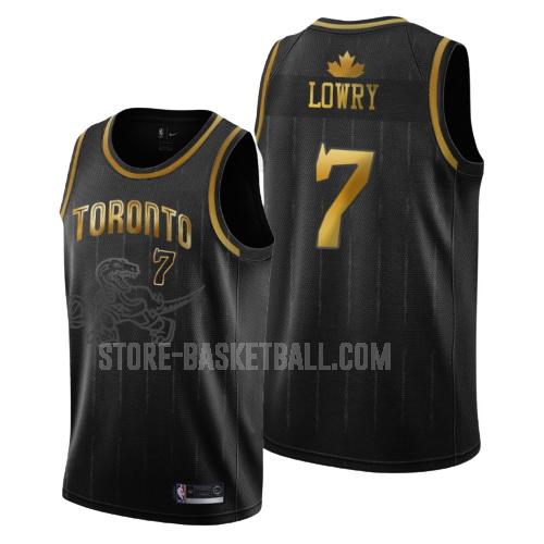 toronto raptors kyle lowry 7 black golden edition men's replica jersey