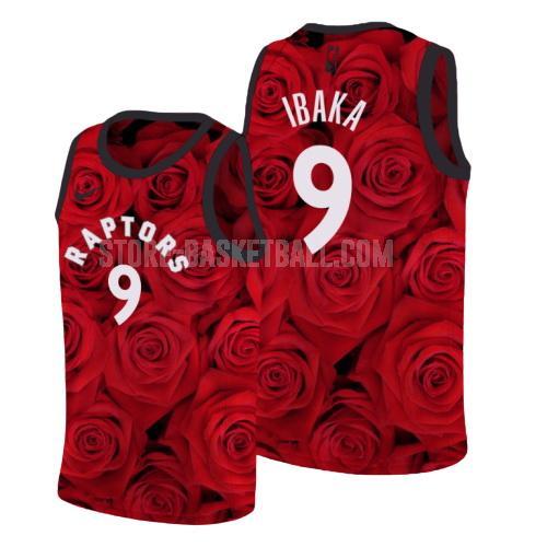 toronto raptors serge ibaka 9 red rose flower men's replica jersey
