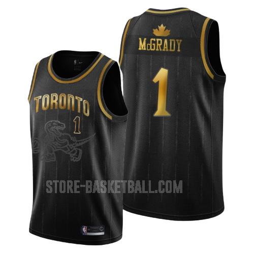 toronto raptors tracy mcgrady 1 black golden edition men's replica jersey
