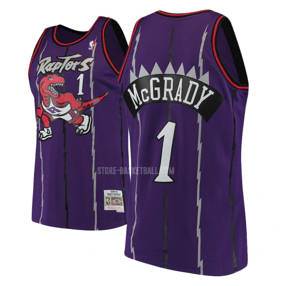 toronto raptors tracy mcgrady 1 purple hardwood classics men's replica jersey