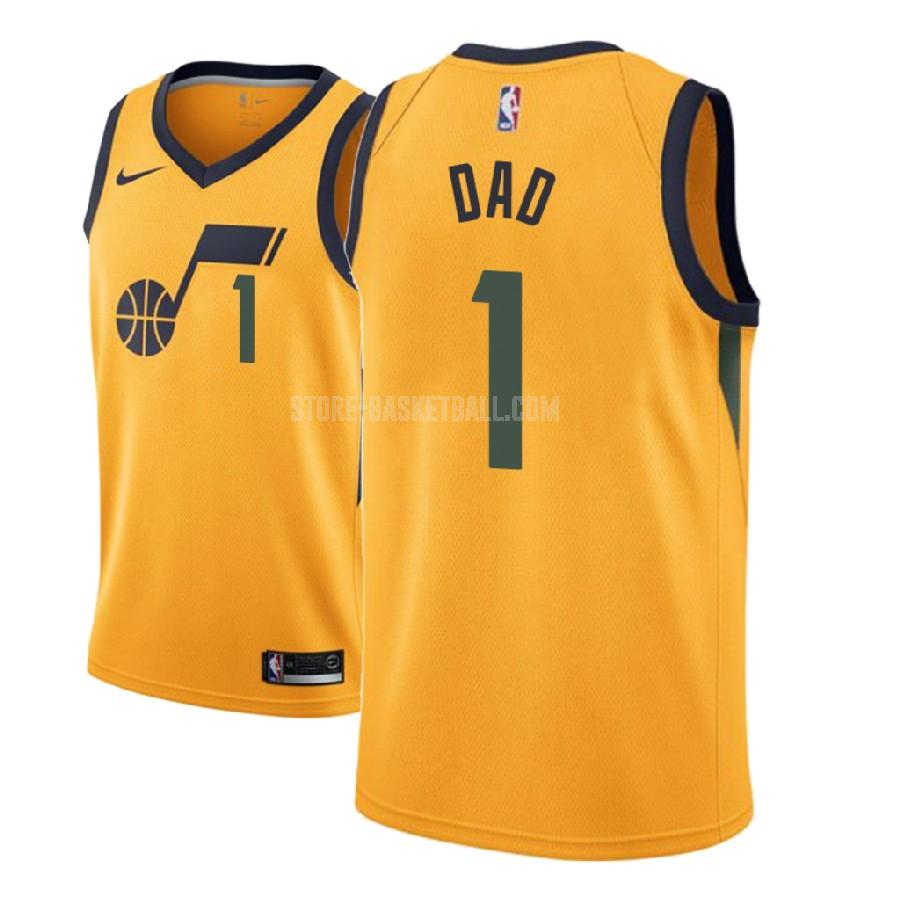 utah jazz dad 1 yellow fathers day men's replica jersey