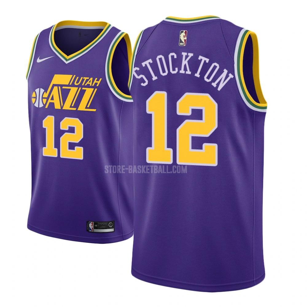 utah jazz john stockton 12 purple hardwood classics men's replica jersey