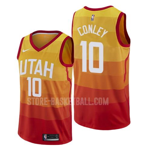 utah jazz mike conley 10 orange city edition men's replica jersey