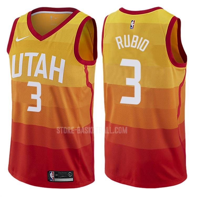 utah jazz ricky rubio 3 red city edition men's replica jersey